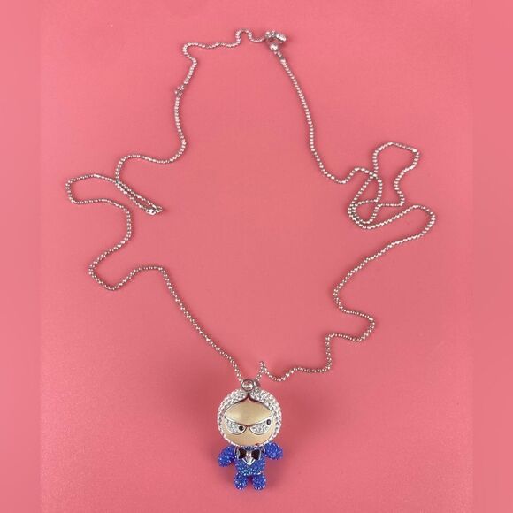 Swarovski Eliot Swing Sing Bow Tie Blue Pendant Necklace - Picture 3 of 6